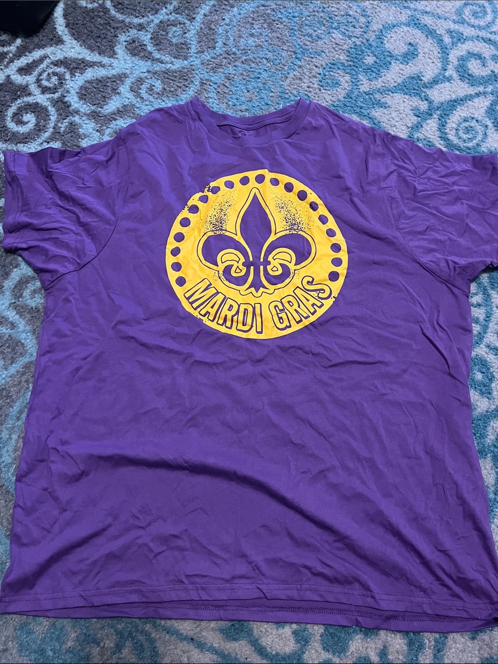 Men’s Mardi Gras Purple T-Shirt with Yellow Fleur-de-Lis